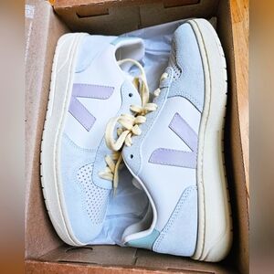 Veja V-10 Leather Gravel Parme Menthol × 1Euro 39/US 8 / Gravel/Parme/Menthol